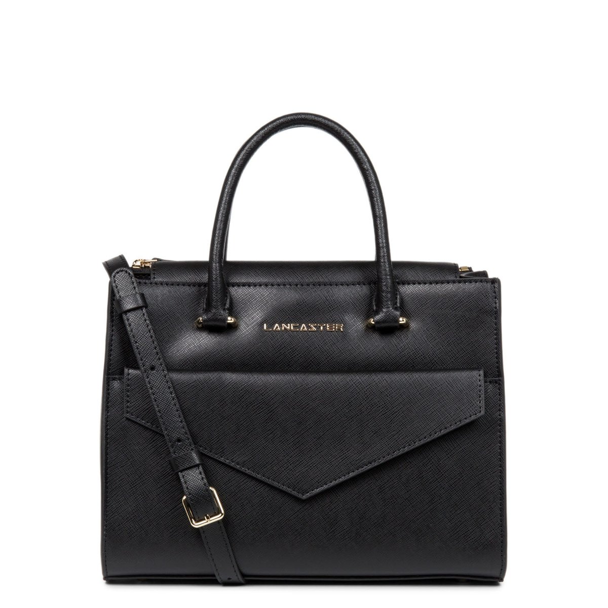 Sac à main SAFFIANO SIGNATURE noir, LANCASTER