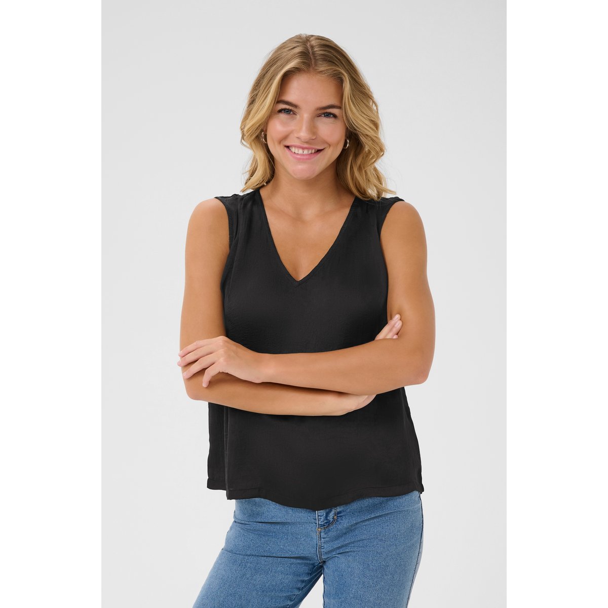 Blouse with long sleeve noir black, KAFFE