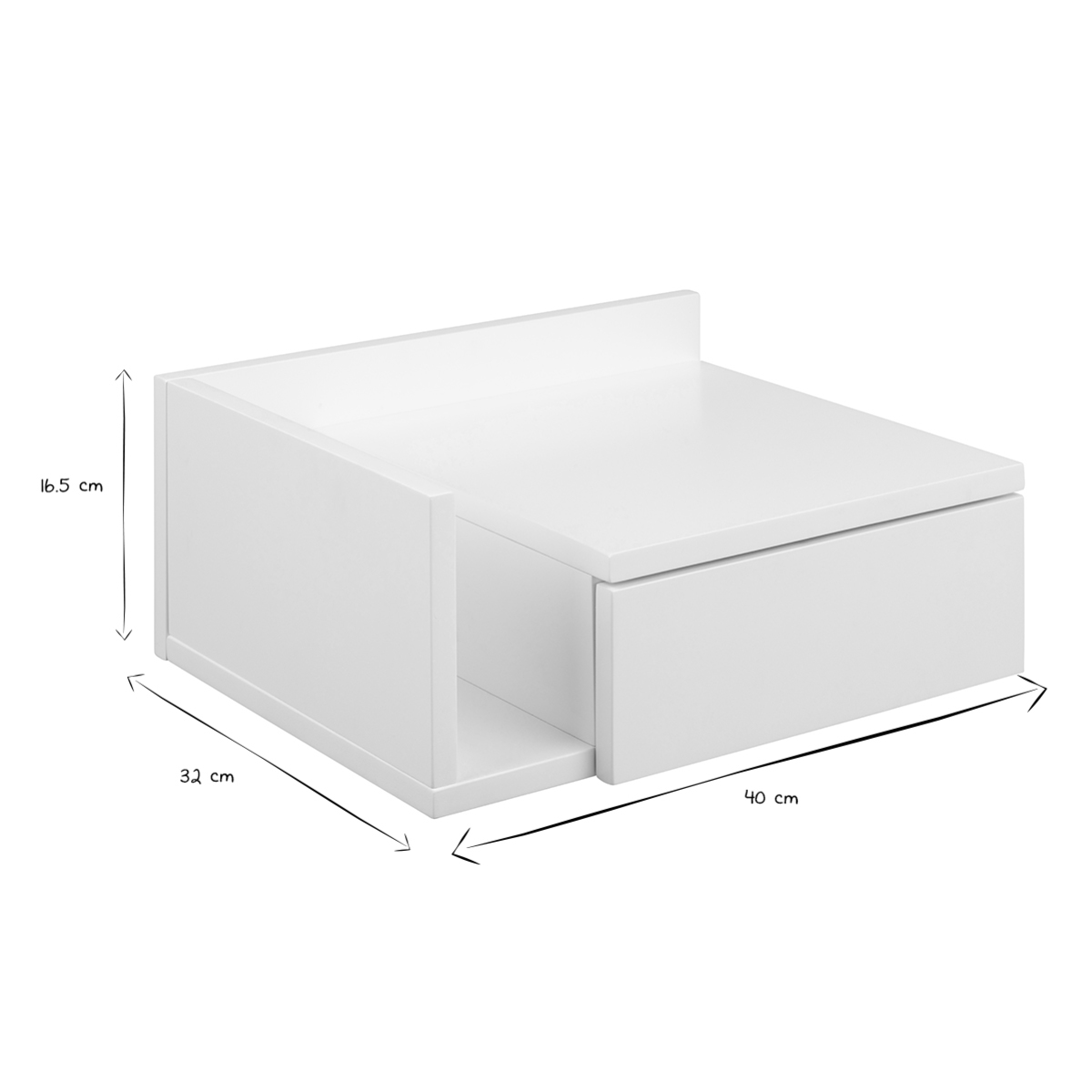 Table de chevet murale avec tiroir L40 cm NASTY blanc, MILIBOO