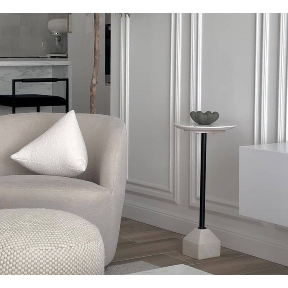 Sellette en marbre ronde CASSIOPÉE blanc, MADE IN MEUBLES 