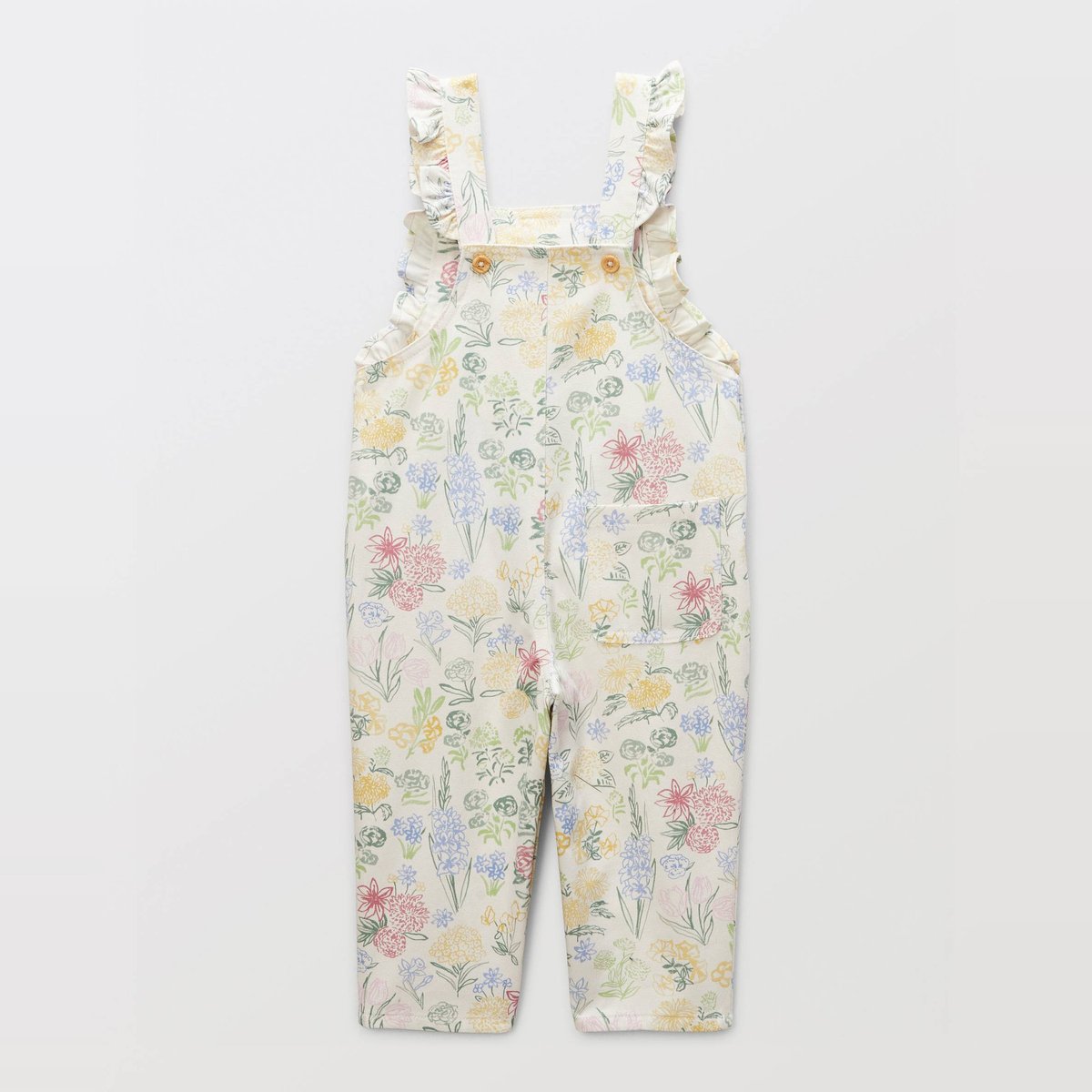 Salopette longue imprimée en coton BIO GOTS naturel, BOUT'CHOU