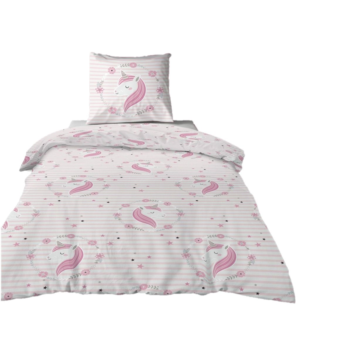 Housse de couette + 1 taie Rina petite licorne rose, EDEN