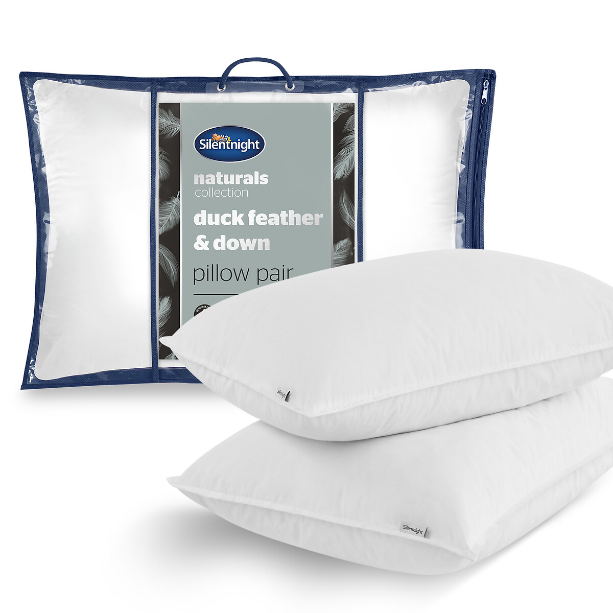 Duck Feather and Down Anti Allergy Pillow Pair white, SILENTNIGHT