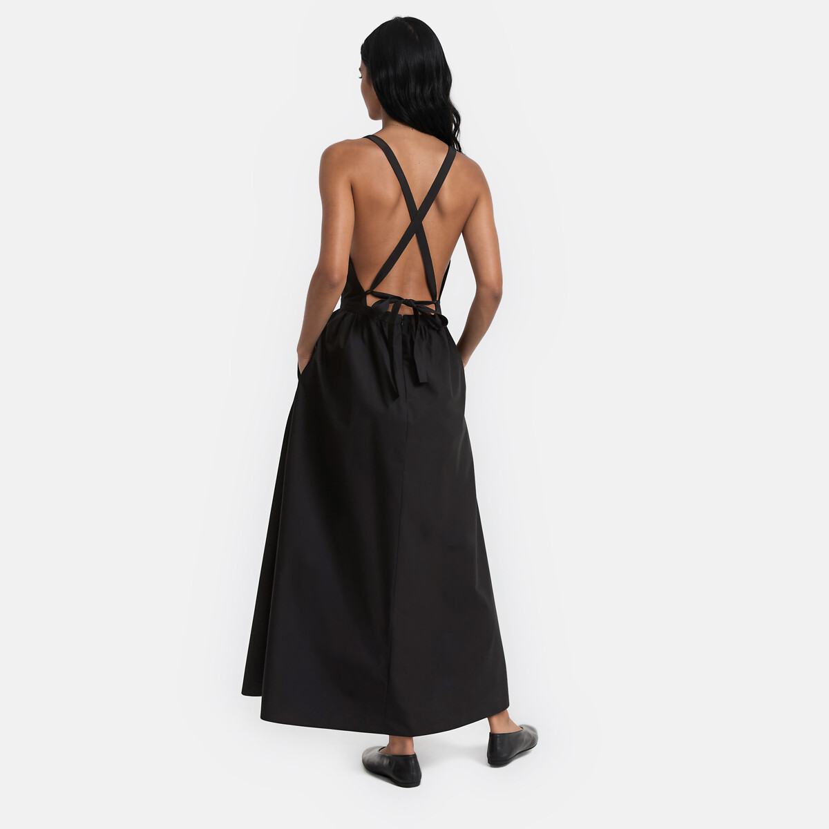 Abito lungo con spalline e scollo a V nero , LA REDOUTE COLLECTIONS