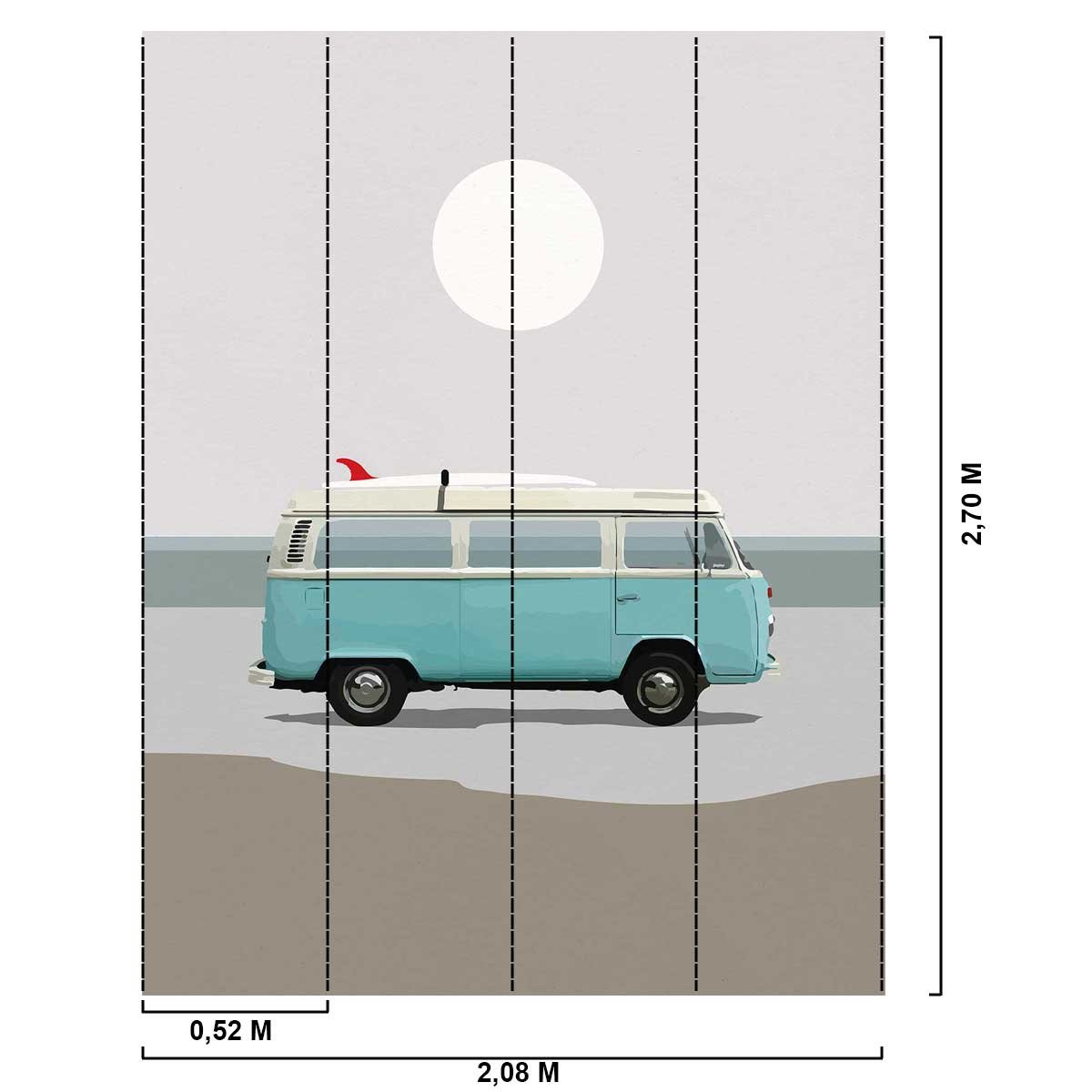 Papier peint combi bleu intissé, HEXOA