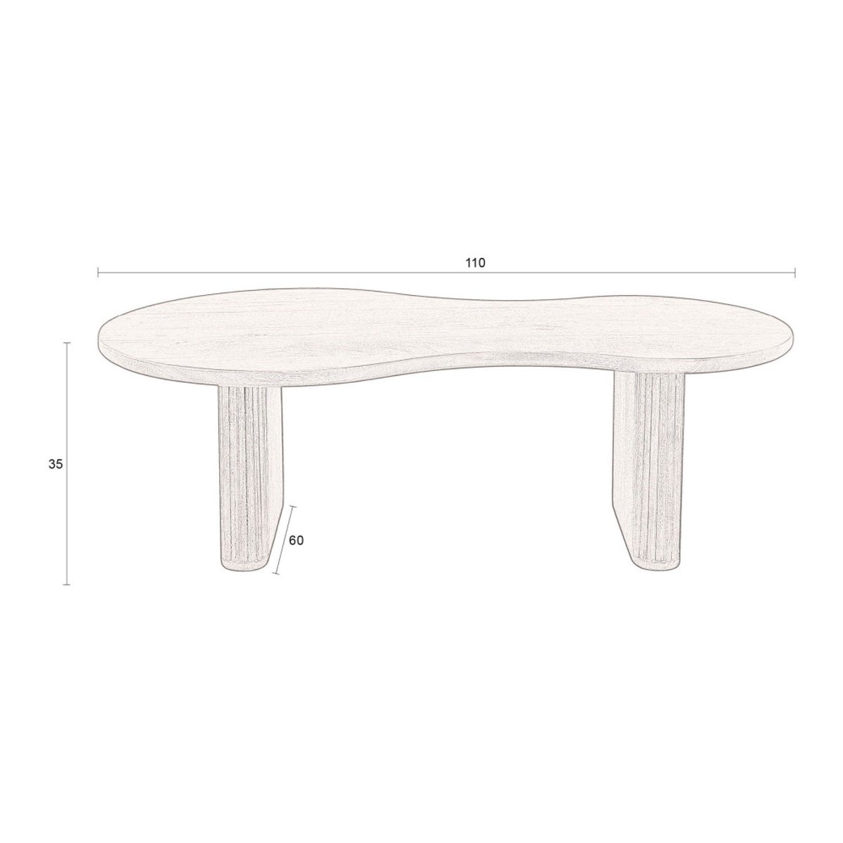 Table basse organique en bois 110x60cm- TILON bois foncé, DUTCHBONE