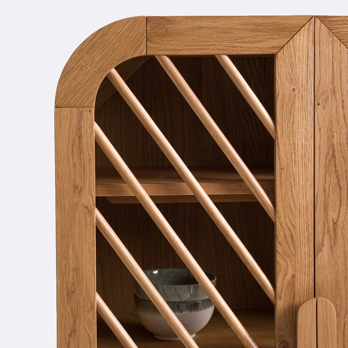 Buffet haut 2 portes 1 tiroir chêne et plaqué Anda coloris naturel, LA REDOUTE INTERIEURS