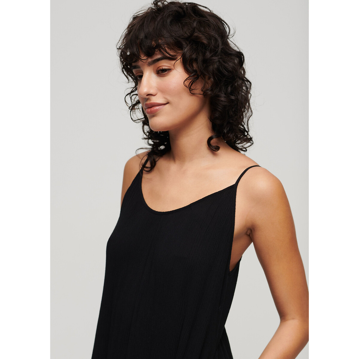 Robe longue dos nu à nouer noir, SUPERDRY
