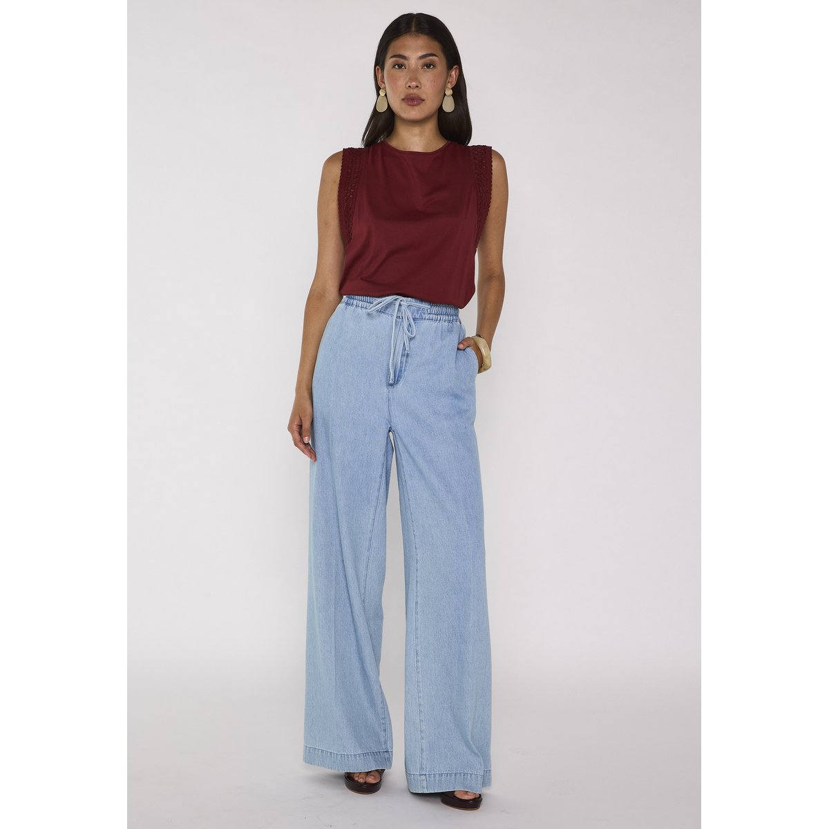 Jean large et cropped en coton TINO pure bleached, Maison 123