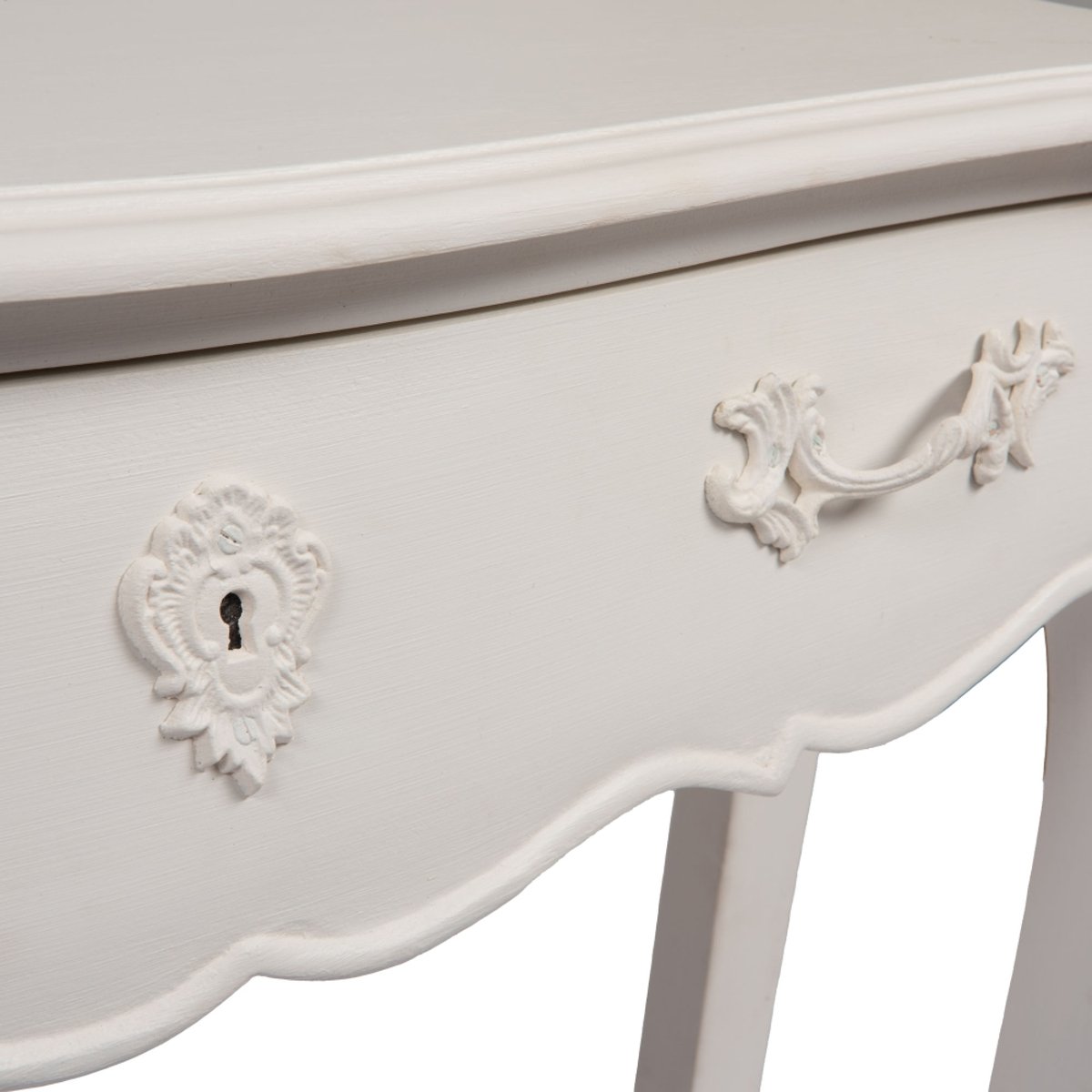 Console galbée en bois   cassé L80 cm Murano blanc, AMADEUS