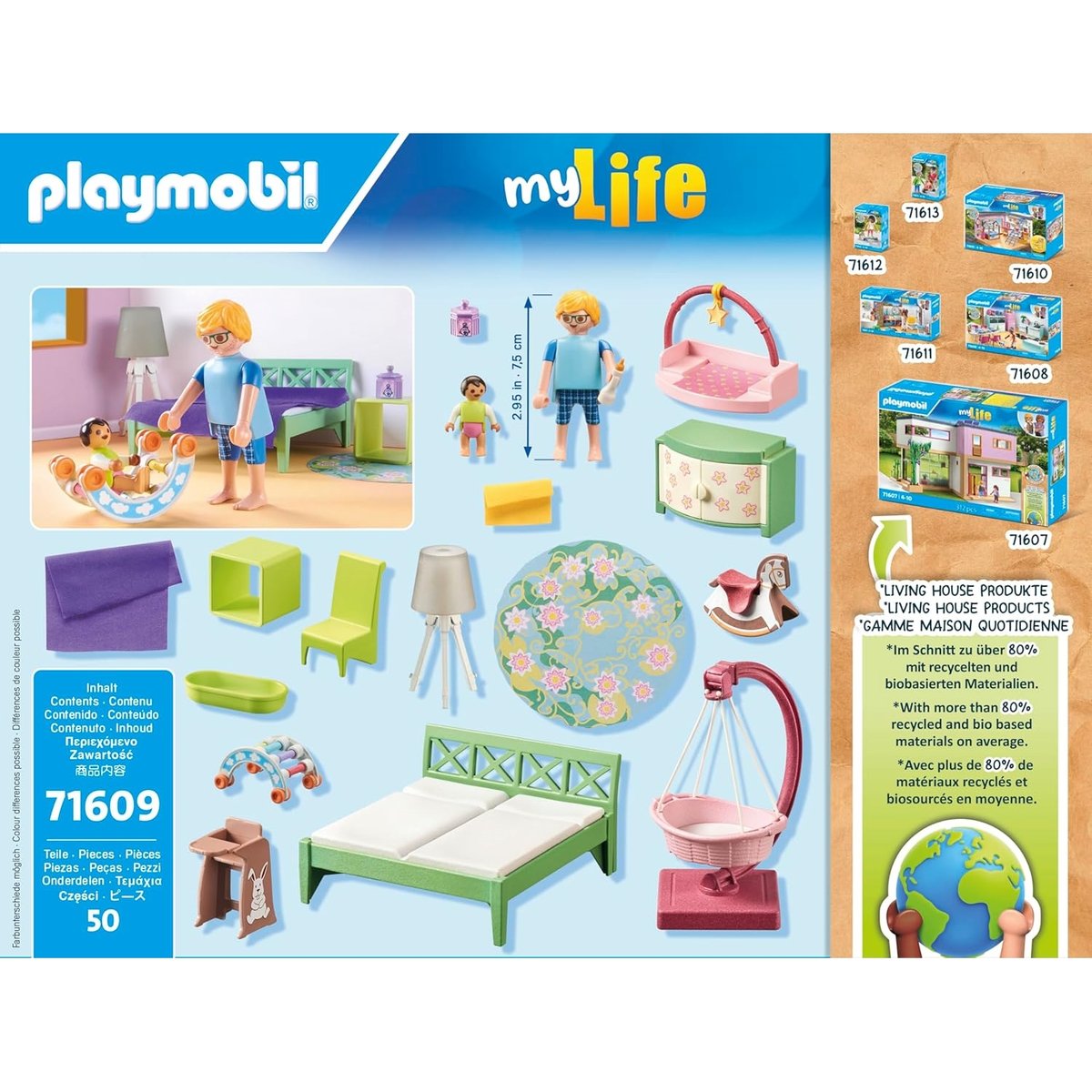 Chambre de parents avec berceau suspendu multicolore, PLAYMOBIL