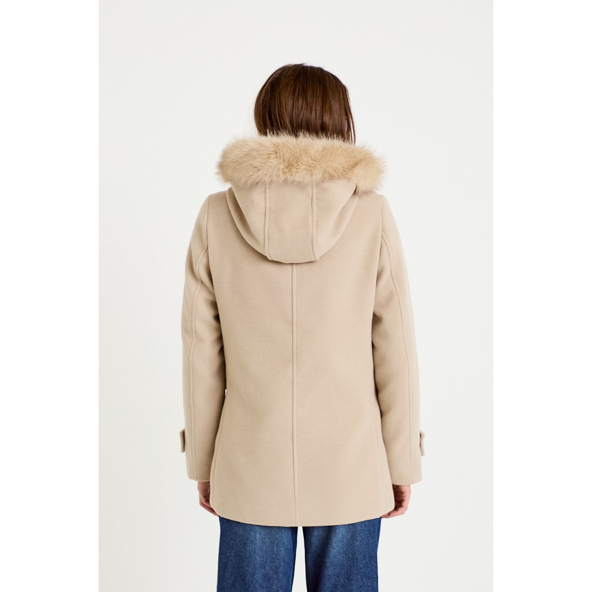 Manteau mi-long à capuche beige, CACHE CACHE