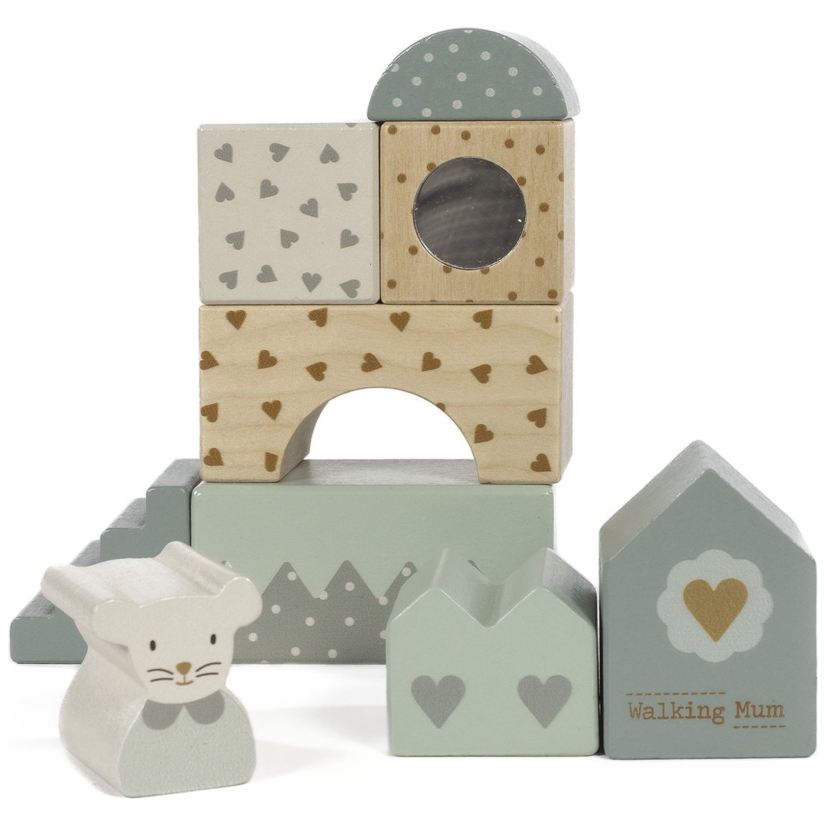 Blocs de construction en bois Poppy vert, jaune, WALKING MUM