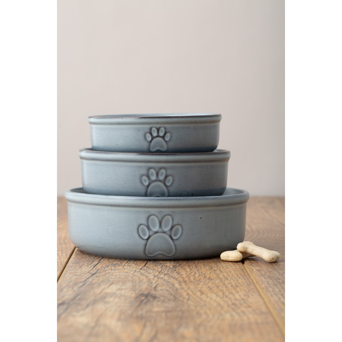 Set of 2 Reactive Glaze Pet Bowls 13cm blue, MASON CASH