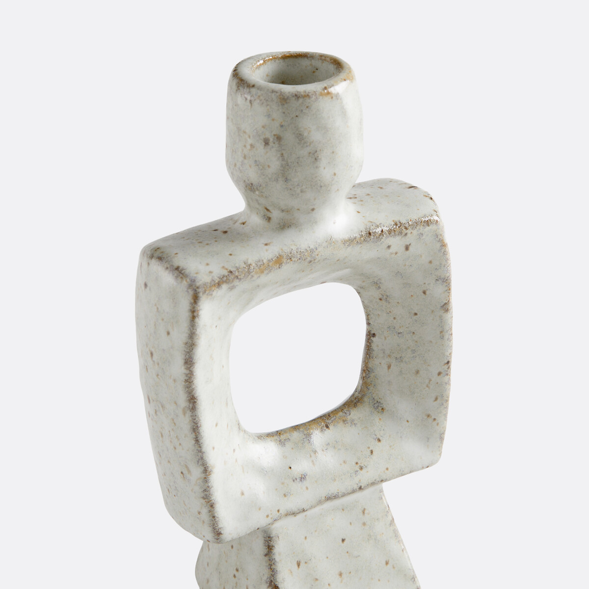 Ceral Ceramic Organic Candleholder Height 16.5cm speckled grey, LA REDOUTE INTERIEURS