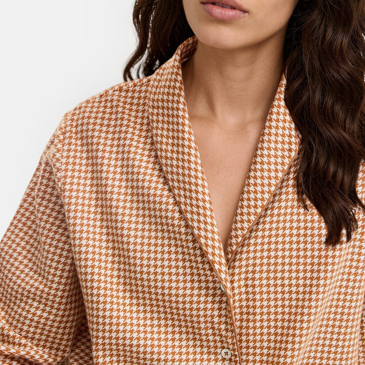 Flanellen pyjamavest met ruitjes geruit pied de poule, ANNE WEYBURN