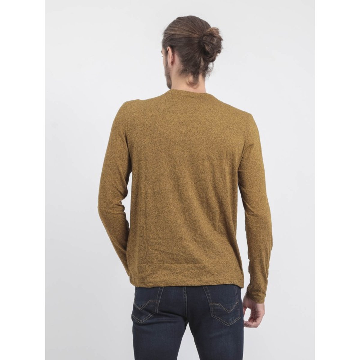 T-shirt Manches Longues Col Rond Pur Coton Jamaclou jaune moutarde, RITCHIE