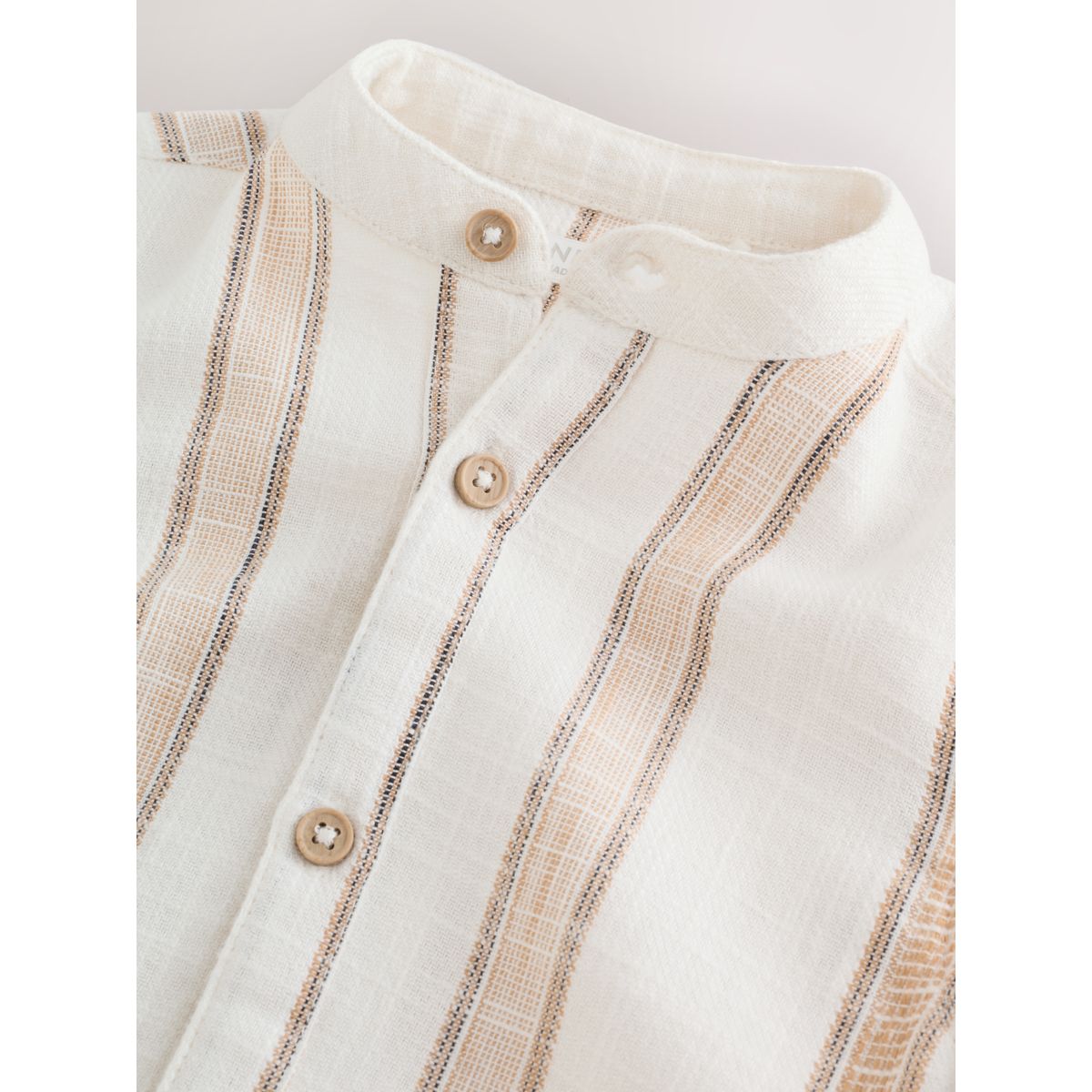Chemise texturée rayée à manches courtes écru/marron, NEXT