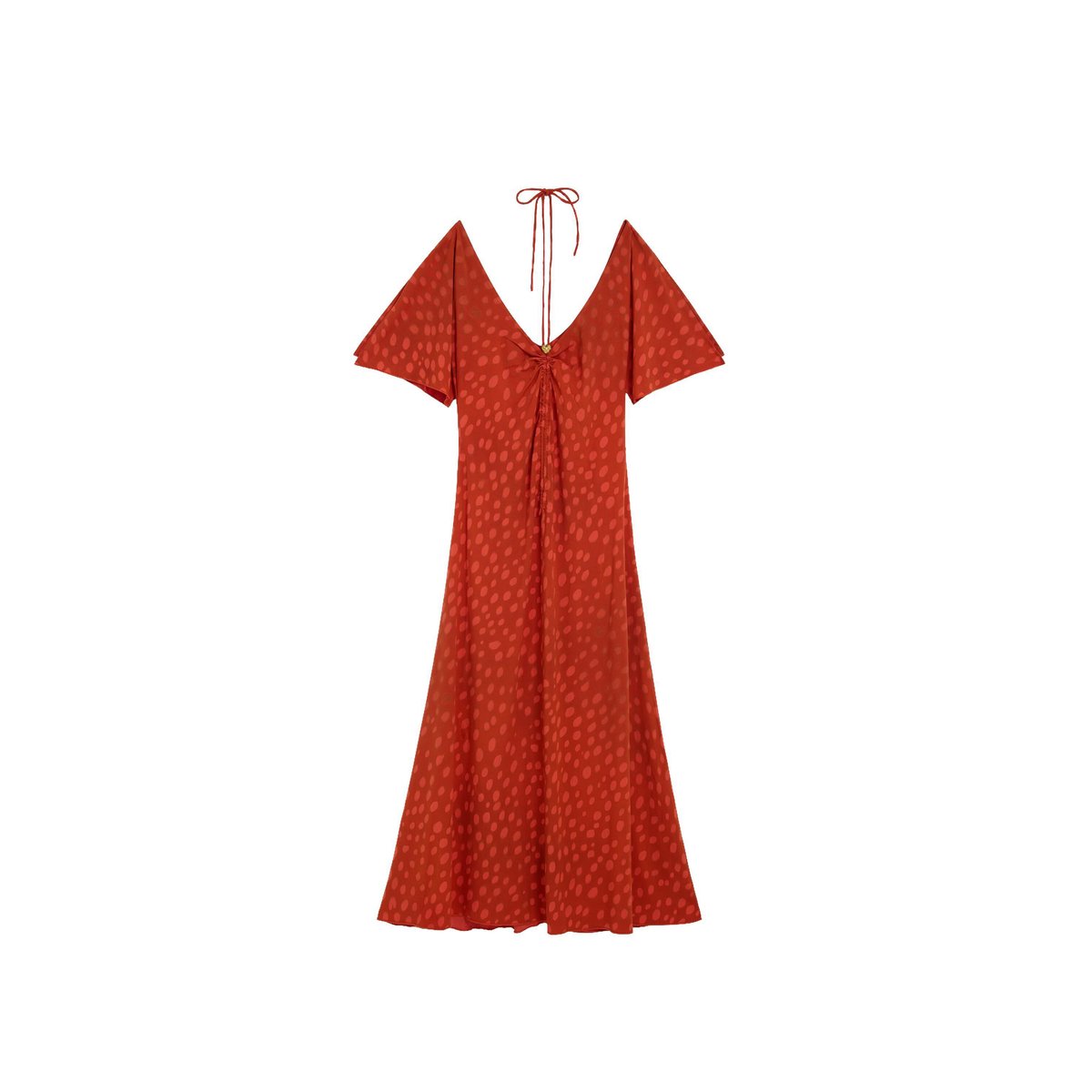 Robe midi à décolleté en V orange, DESIGUAL