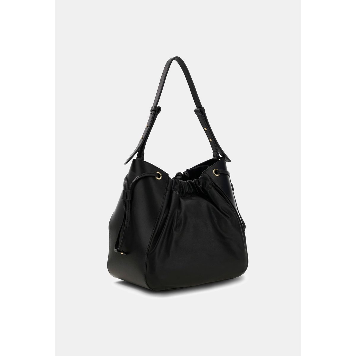 Sac Seau En Cuir Véritable Helene noir, GUESS