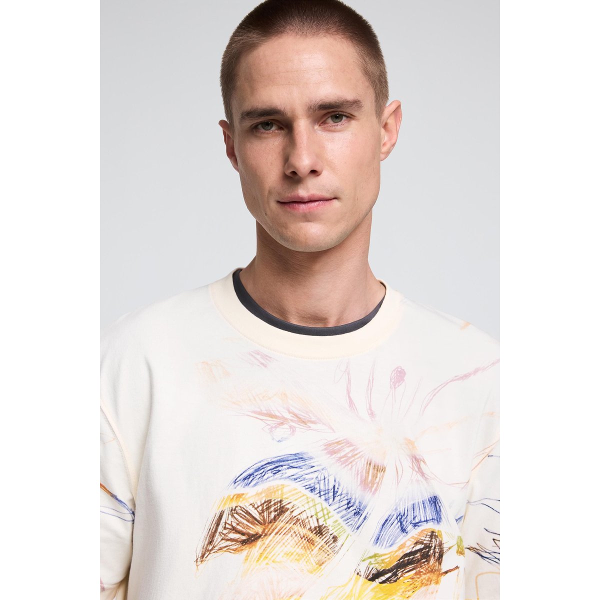T-shirt imprimé à motifs beige, DESIGUAL