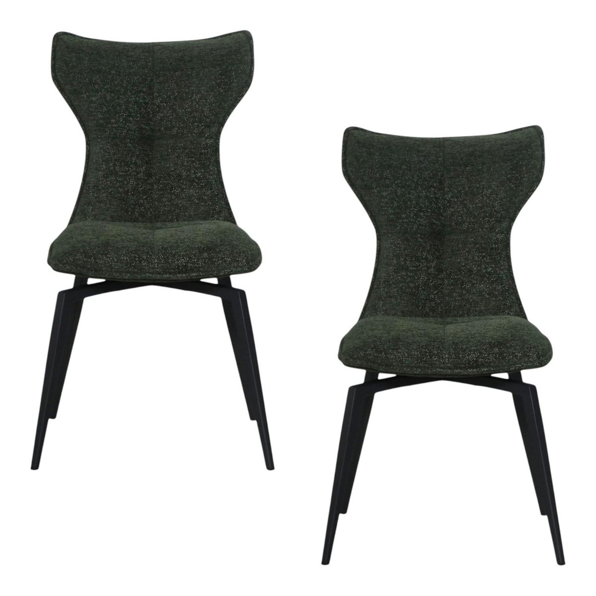 Chaise verte pivotante en velours avec passepoil (lot de 2) LOMBARDIE vert, PIER IMPORT