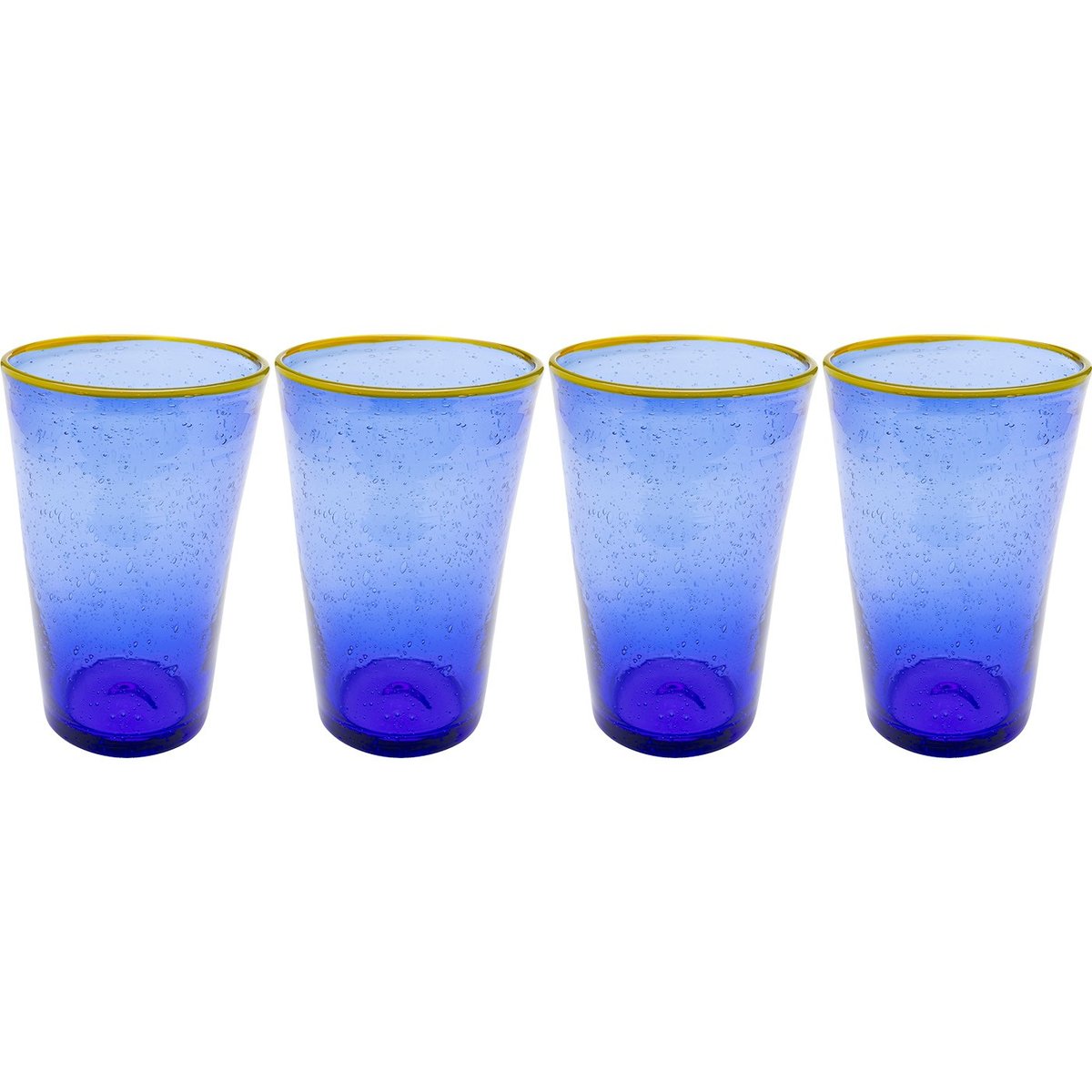 Lot de 4 verres à eau, BUBBLES bleu, KARE DESIGN