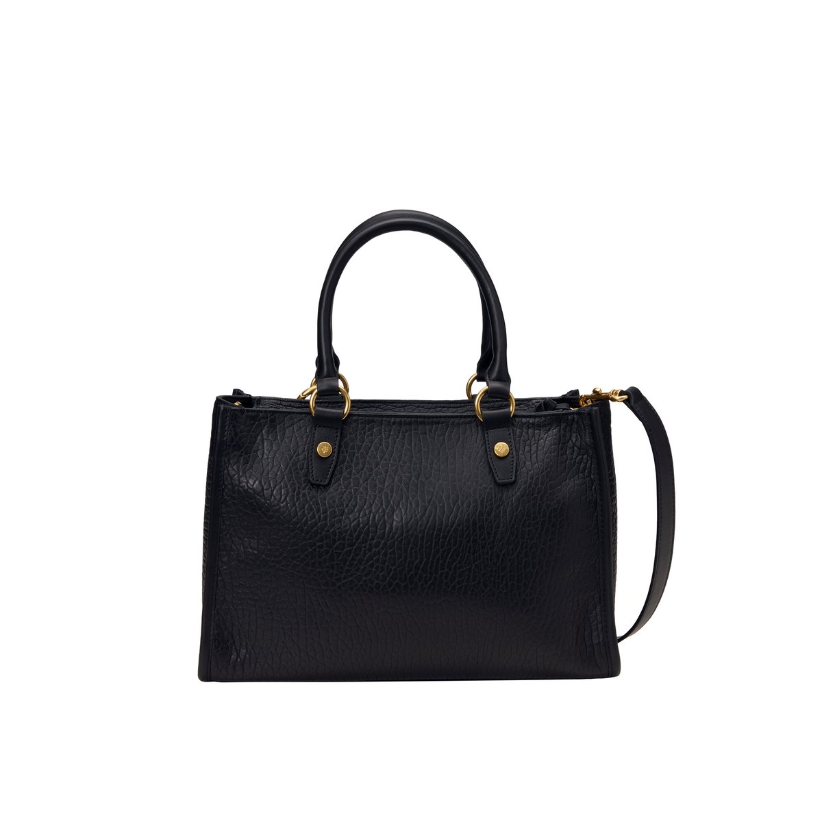 Shopper small en cuir de mouton structuré noir, MARC O'POLO