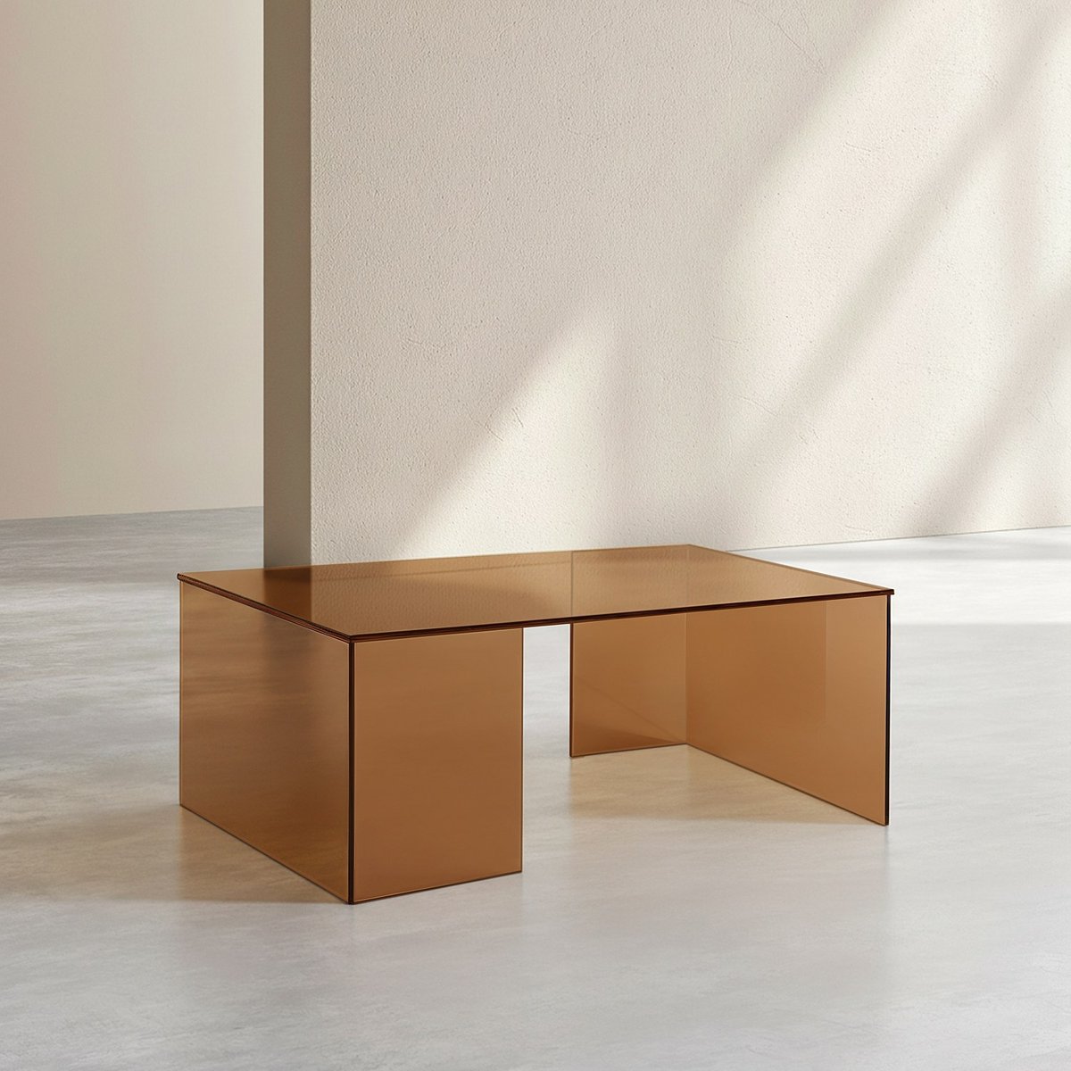 Table basse rectangulaire en verre trempé ALYSSA marron, HABITAT
