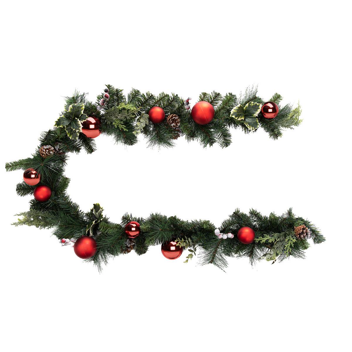 Guirlande Naturel Boules rouges 2m avec boules rouge vert, FEERIC LIGHTS & CHRISTMAS