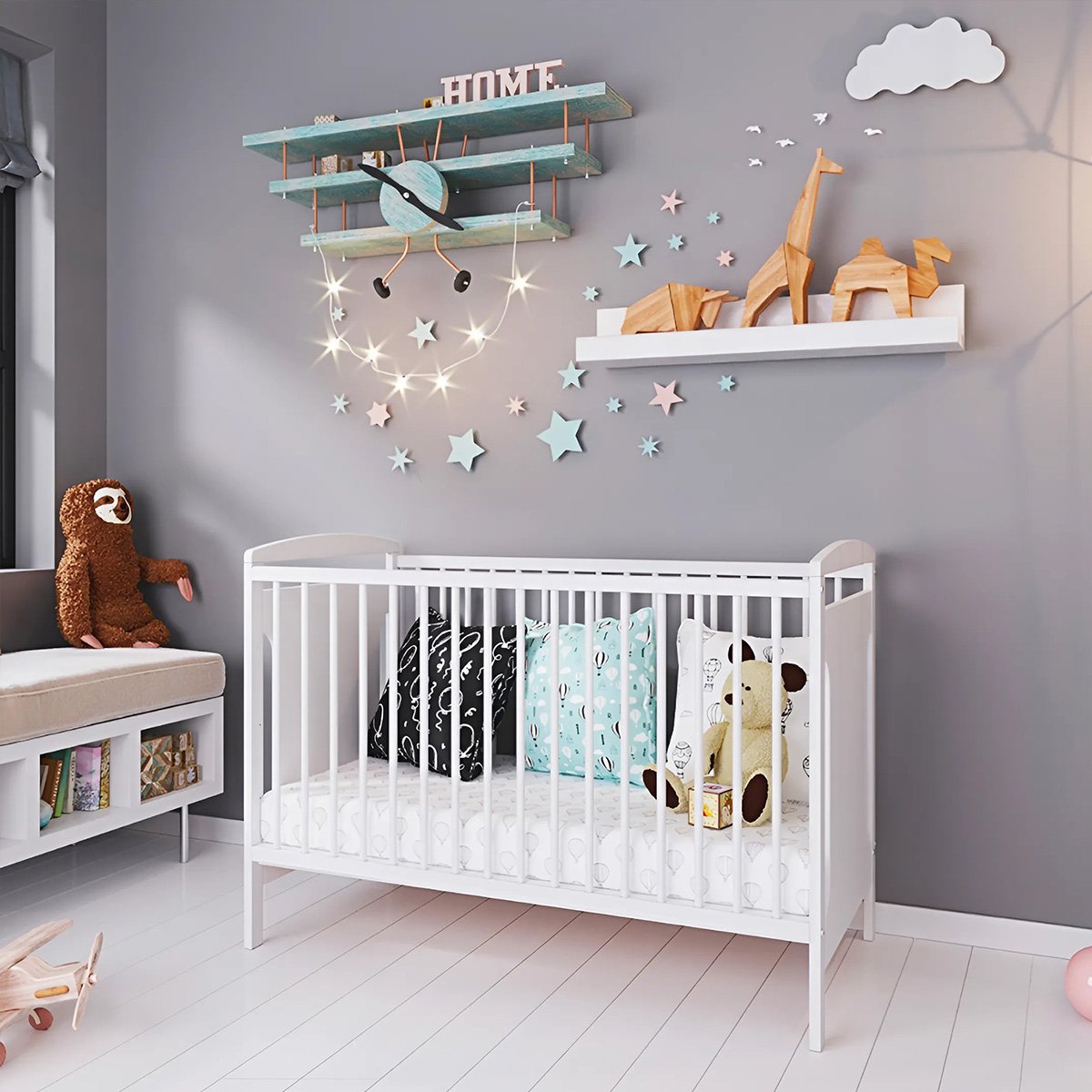 Lit bébé évolutif Margot - Design sobre - Grandit avec l'enfant blanc, MINEA