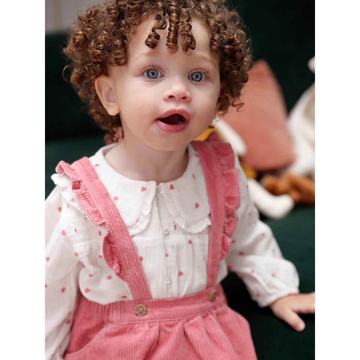 Blouse coeurs en gaze de coton bébé ENJOY UNIVERSITY écru, VERTBAUDET