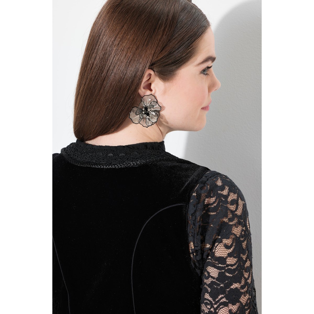 Corsage traditionnel, slim, encolure carrée noir, ULLA POPKEN