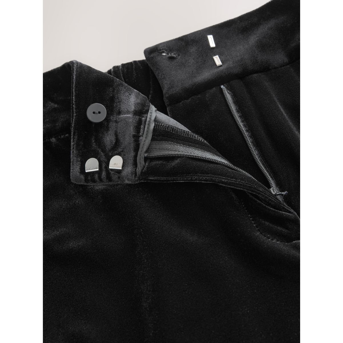 Pantalon large en velours avec dos élastique noir, NEXT