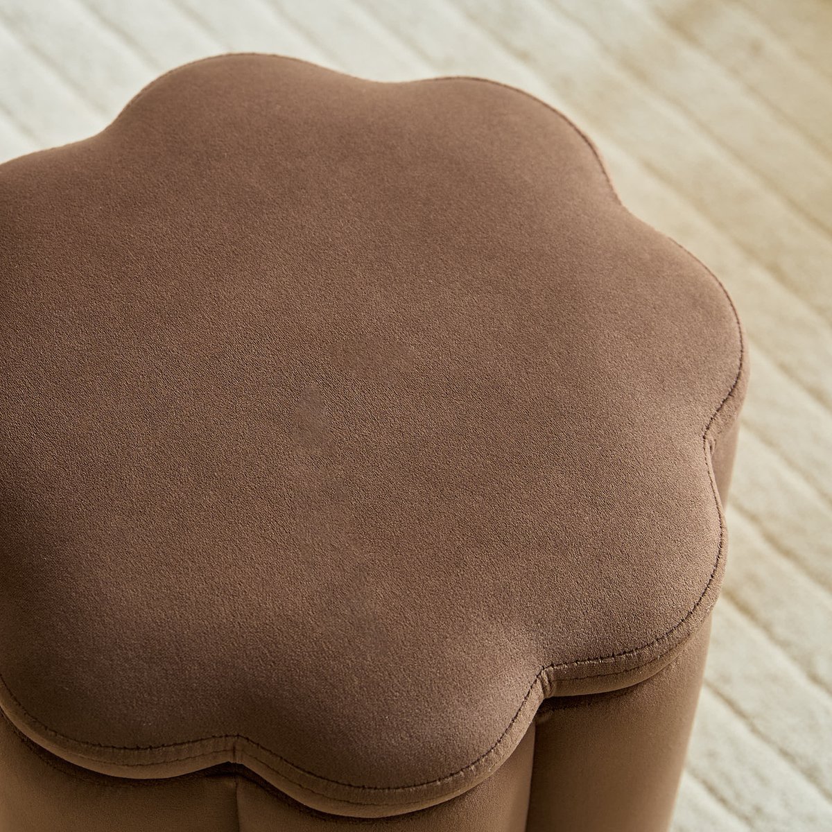 Pouf de salon avec rangement, velours, NIGATA marron, NORDLYS