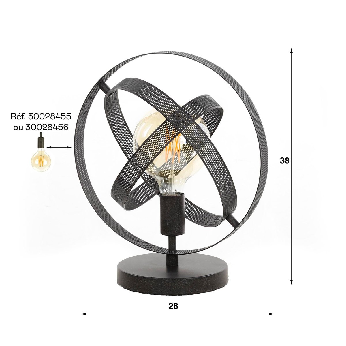 Lampe à poser industrielle forme globe RALF anthracite, PIER IMPORT