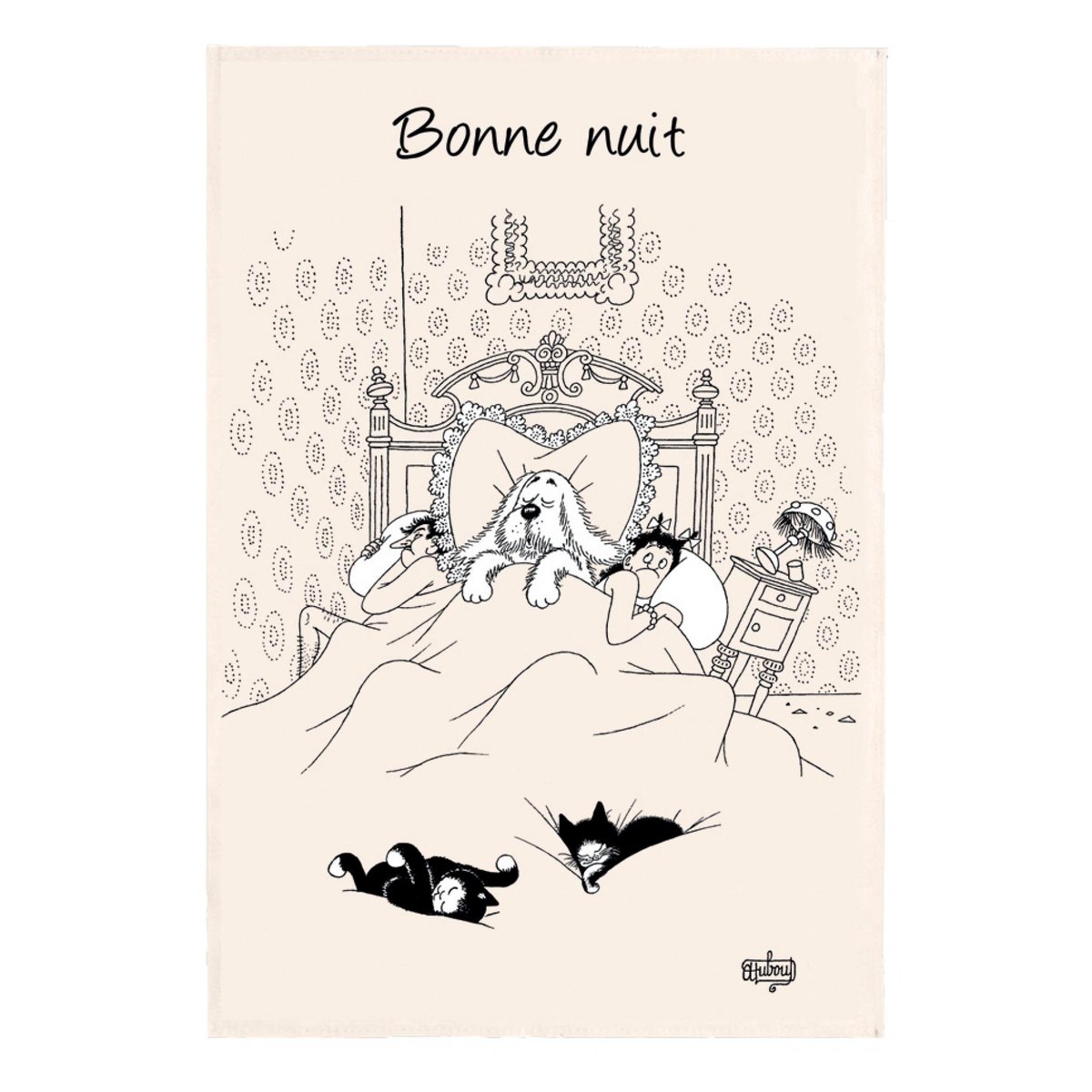 Torchon Dubout Bonne nuit ecru, WINKLER