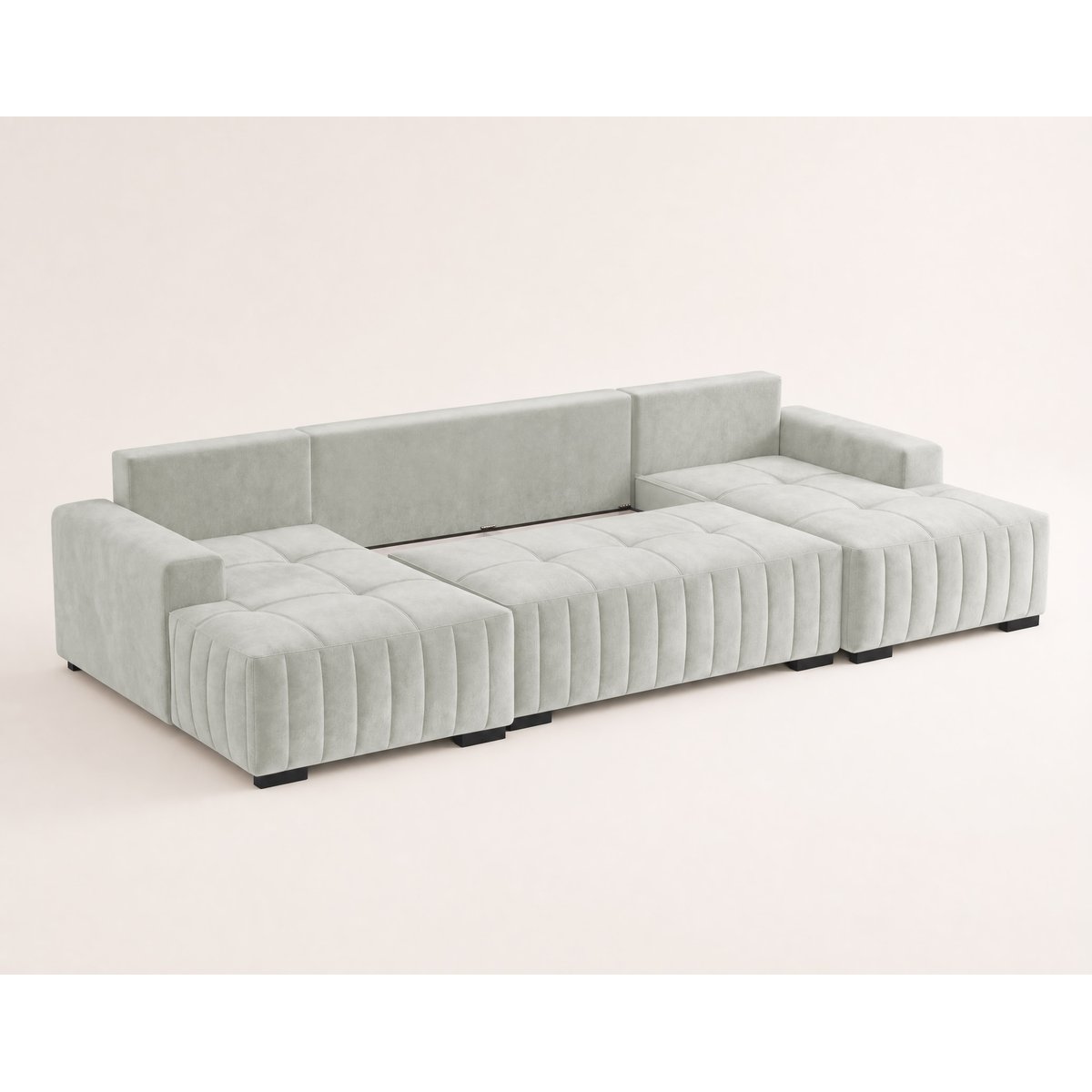 Canapé Panoramique Convertible Velours 7 places - LAZARE blanc, LISA DESIGN