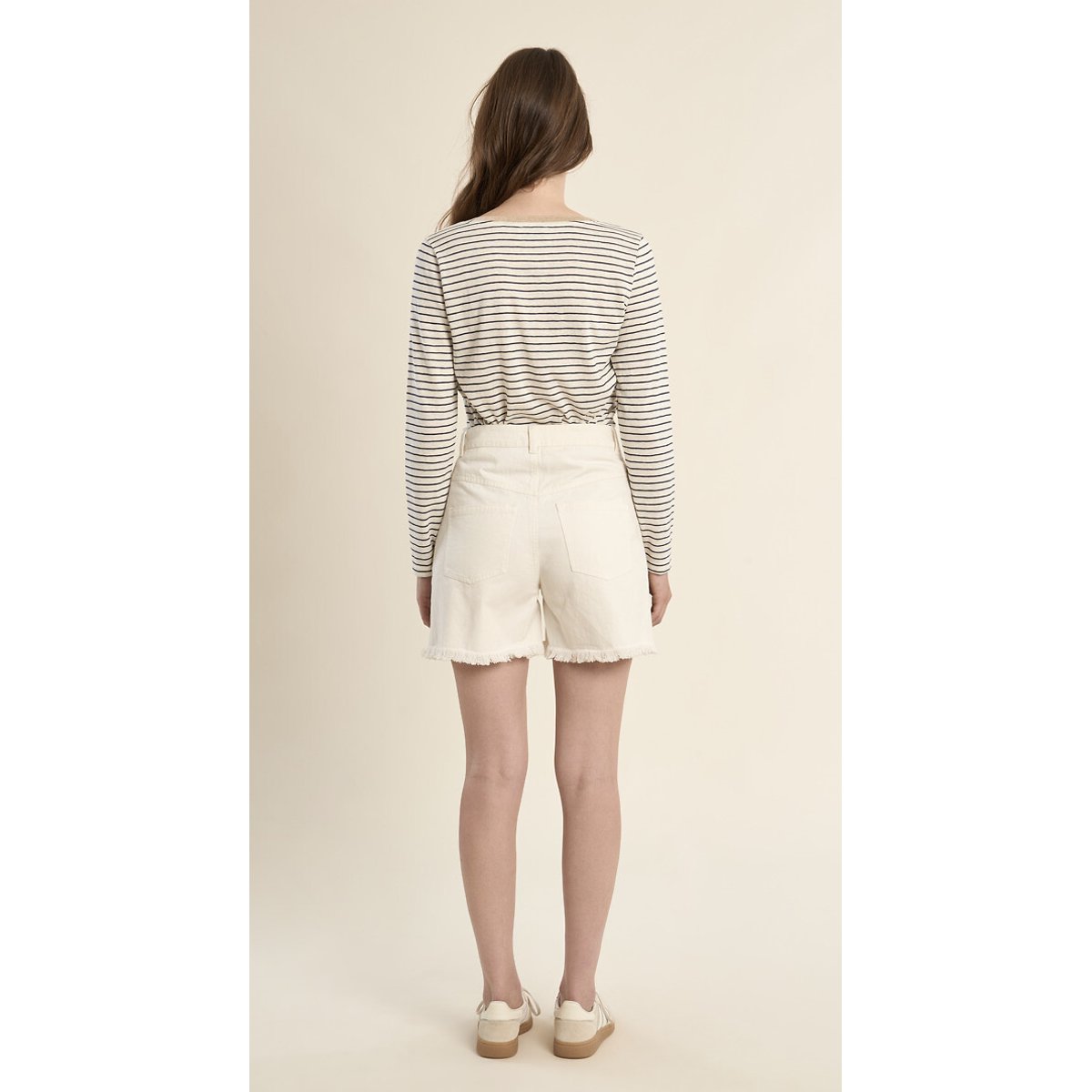 Pantaloncini in denim traforato bianco, MOLLY BRACKEN