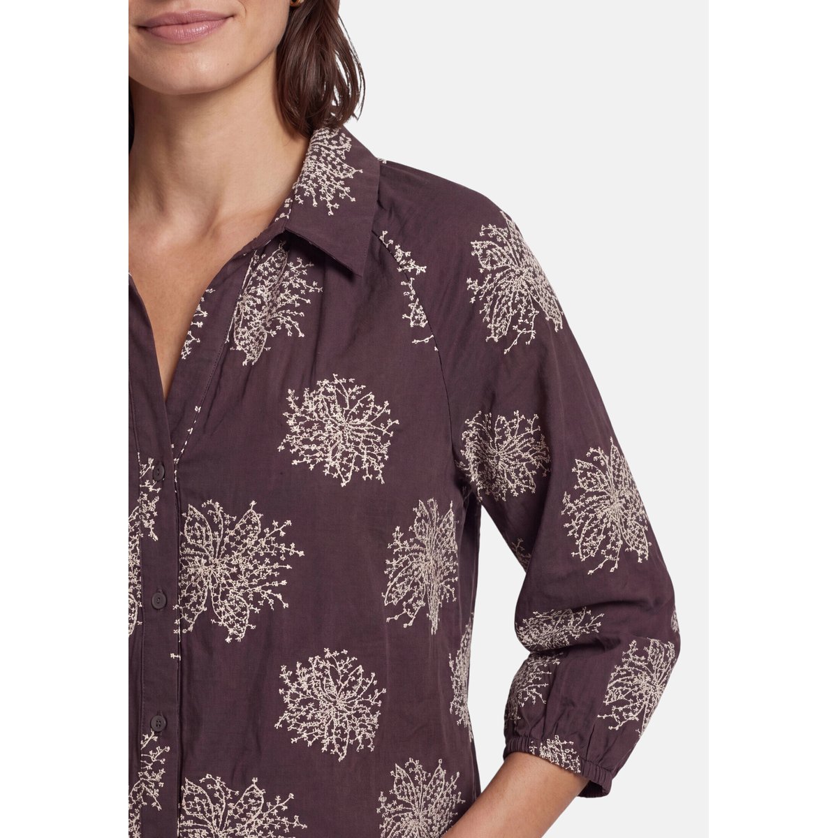 Chemisier à broderies brown/beige, ZERO