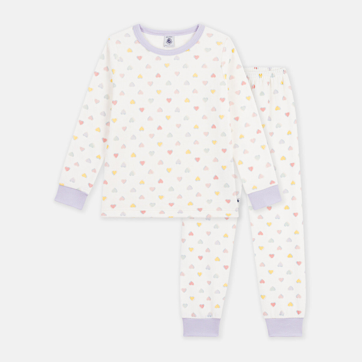 Pyjama en velours, imprimé coeurs imprimé coeur, PETIT BATEAU
