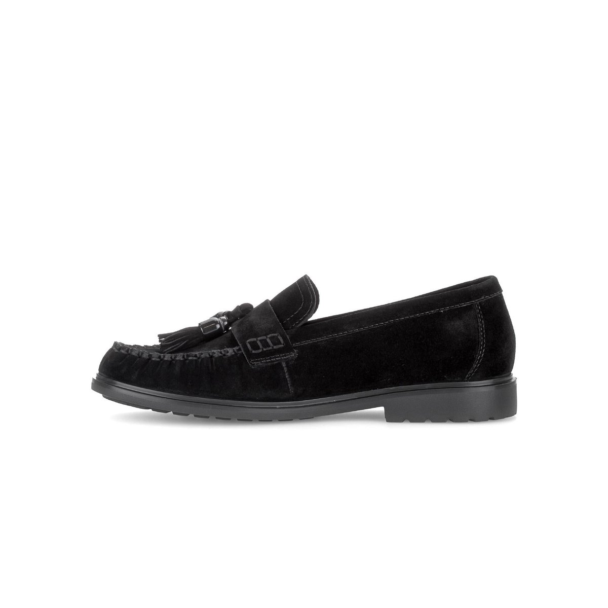 Mocassins en cuir à talon décroché noir velours, GABOR