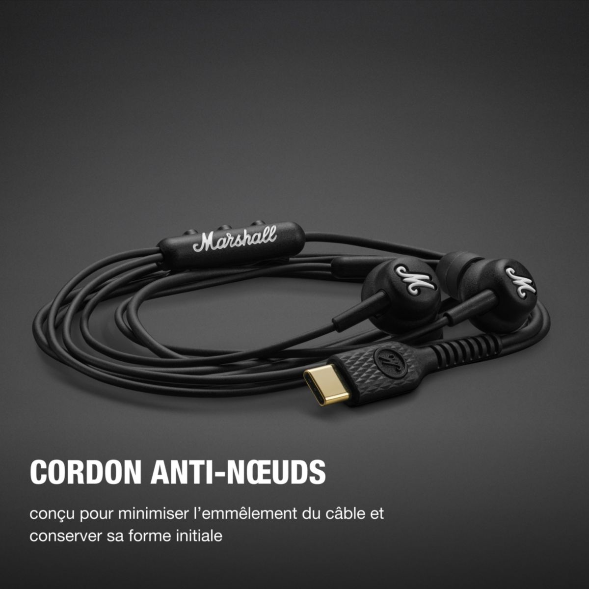 Ecouteurs Mode noirs - Filaires, intra-auriculaires, USB-C couleur unique, MARSHALL