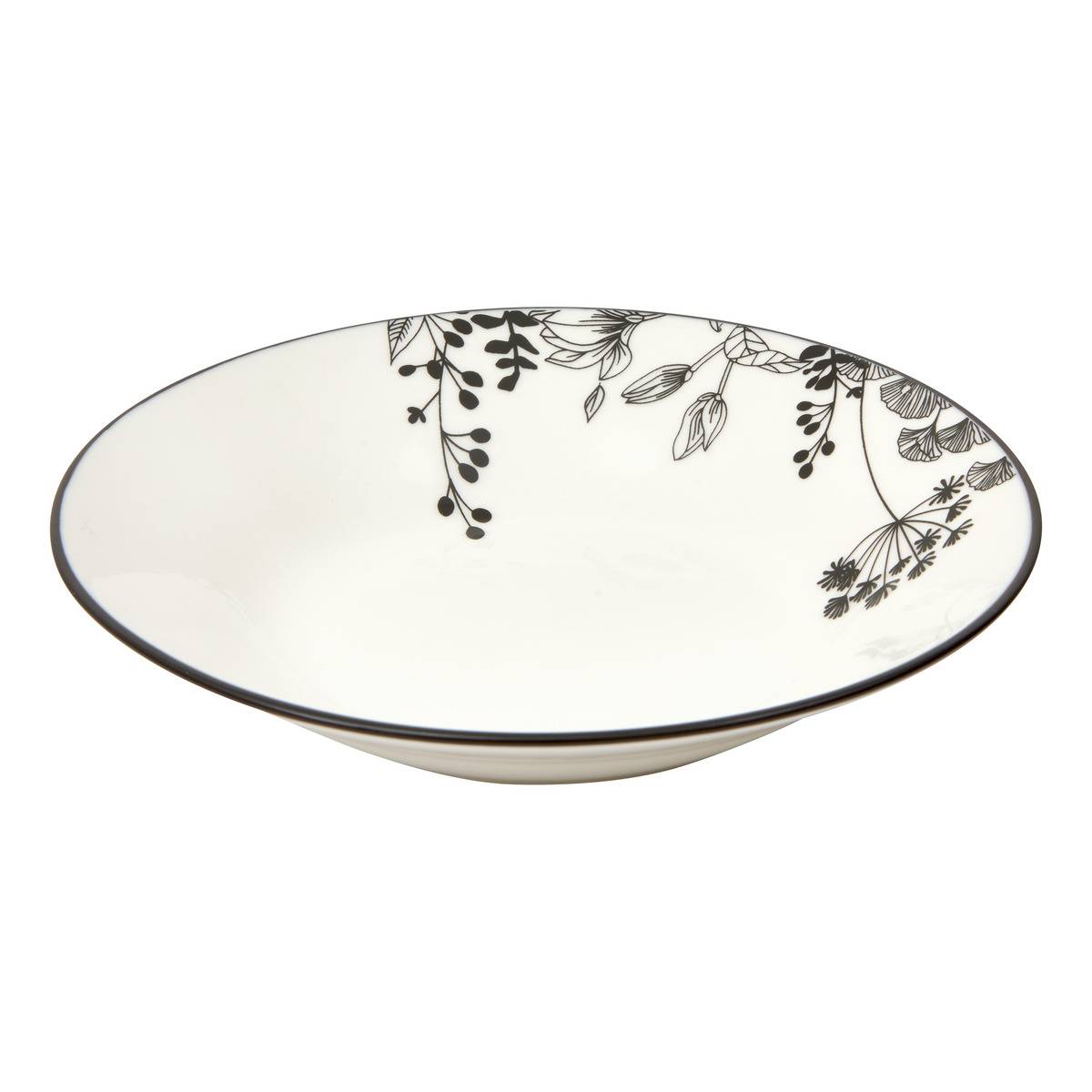 Lot de 6 assiettes creuses D20cm WHITE FLORAL blanc, ATMOSPHERA