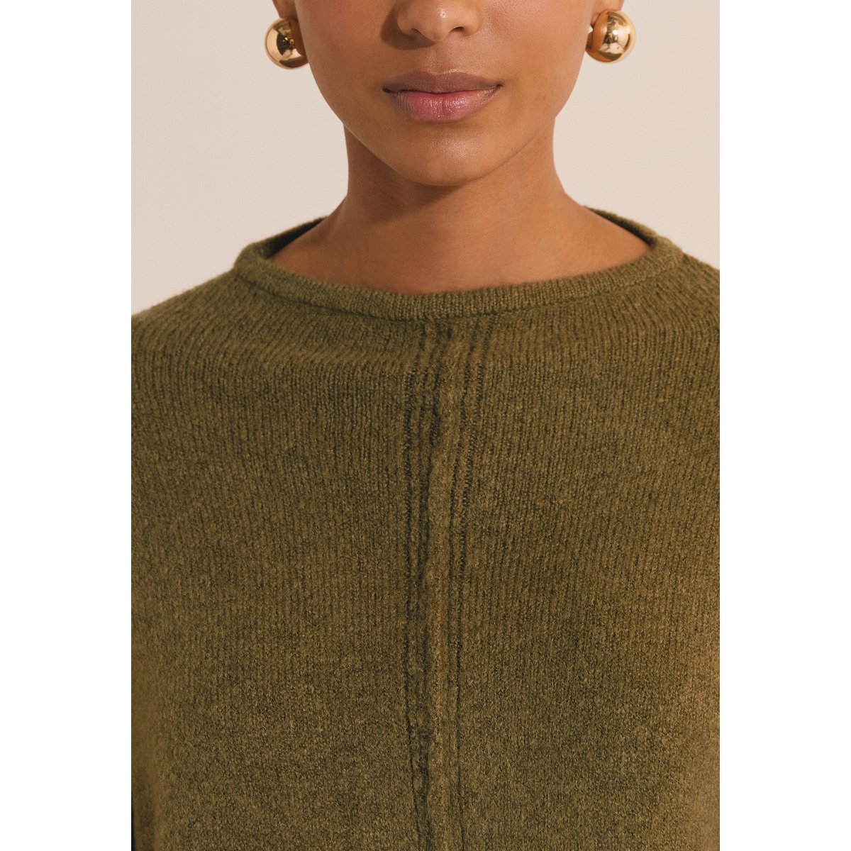 Pull poncho uni A PONCHO vert, ETAM