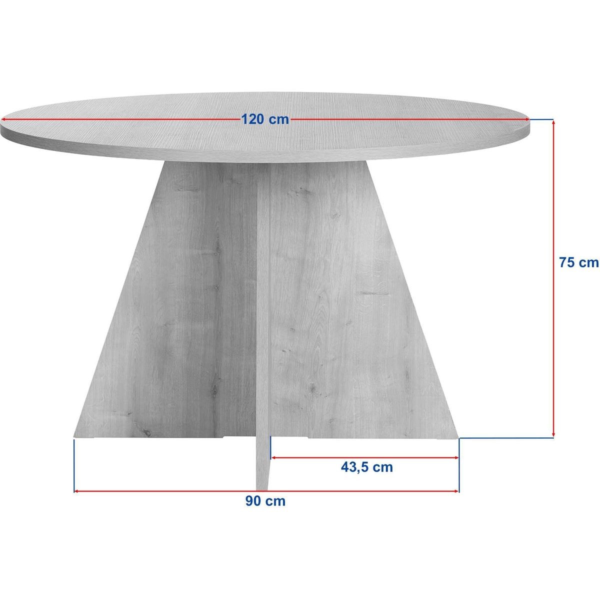 Table à manger ronde 5 à 6 pers. - NORAE chêne, HOMIFAB