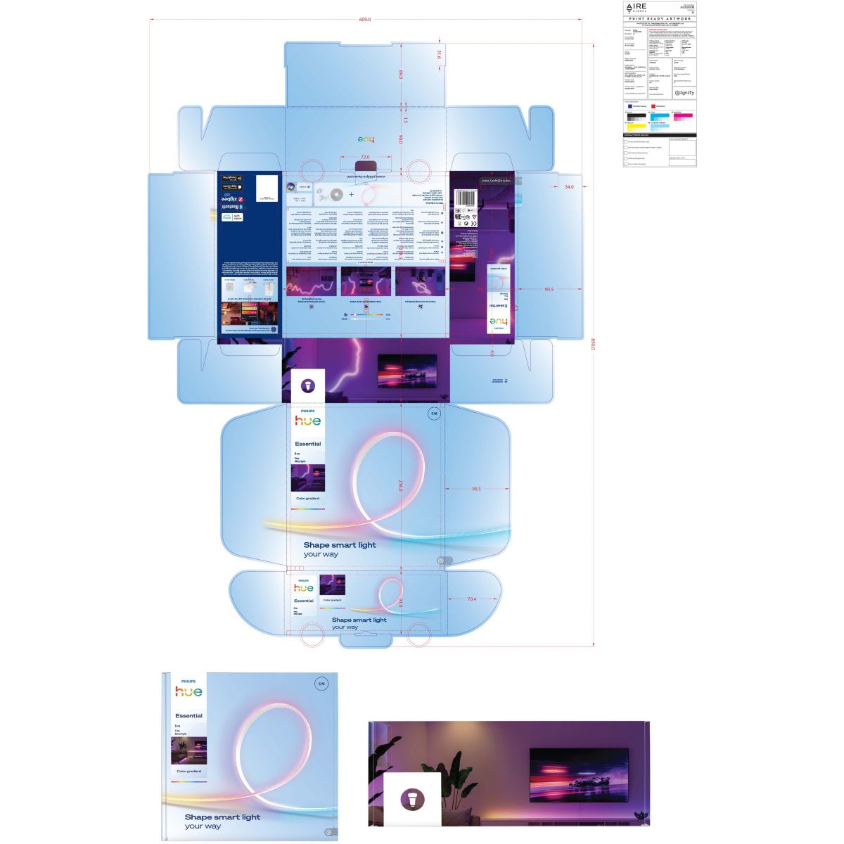 Bandeau LED Essential Flex Strip Light 5m Color Grad couleur unique, PHILIPS HUE