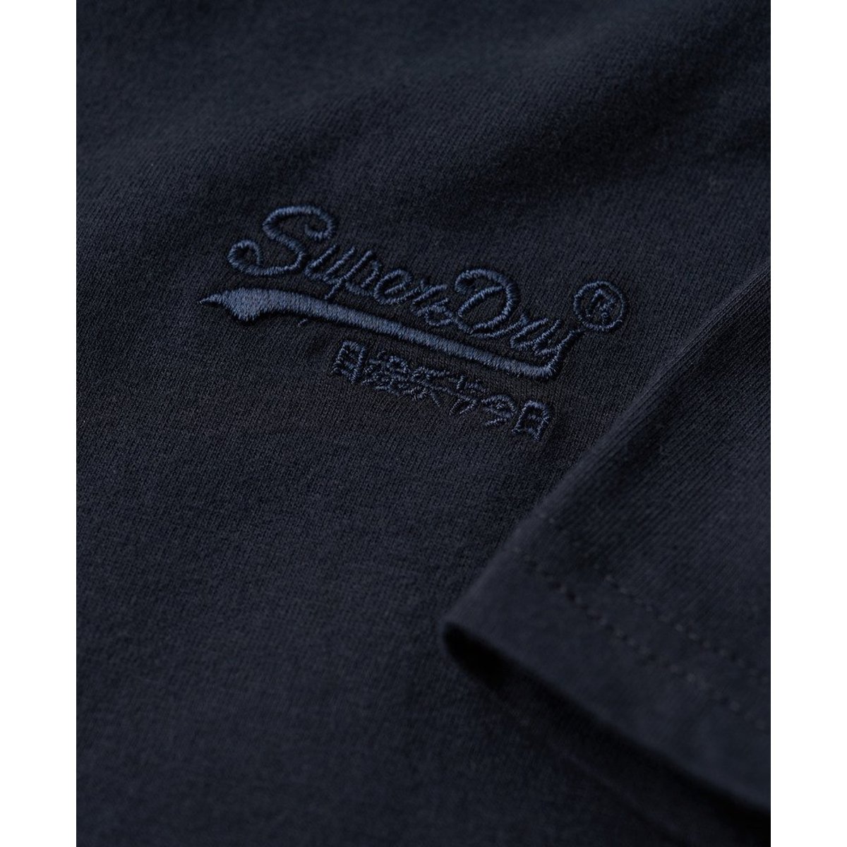 T-shirt col V vintage logo bleu marine, SUPERDRY