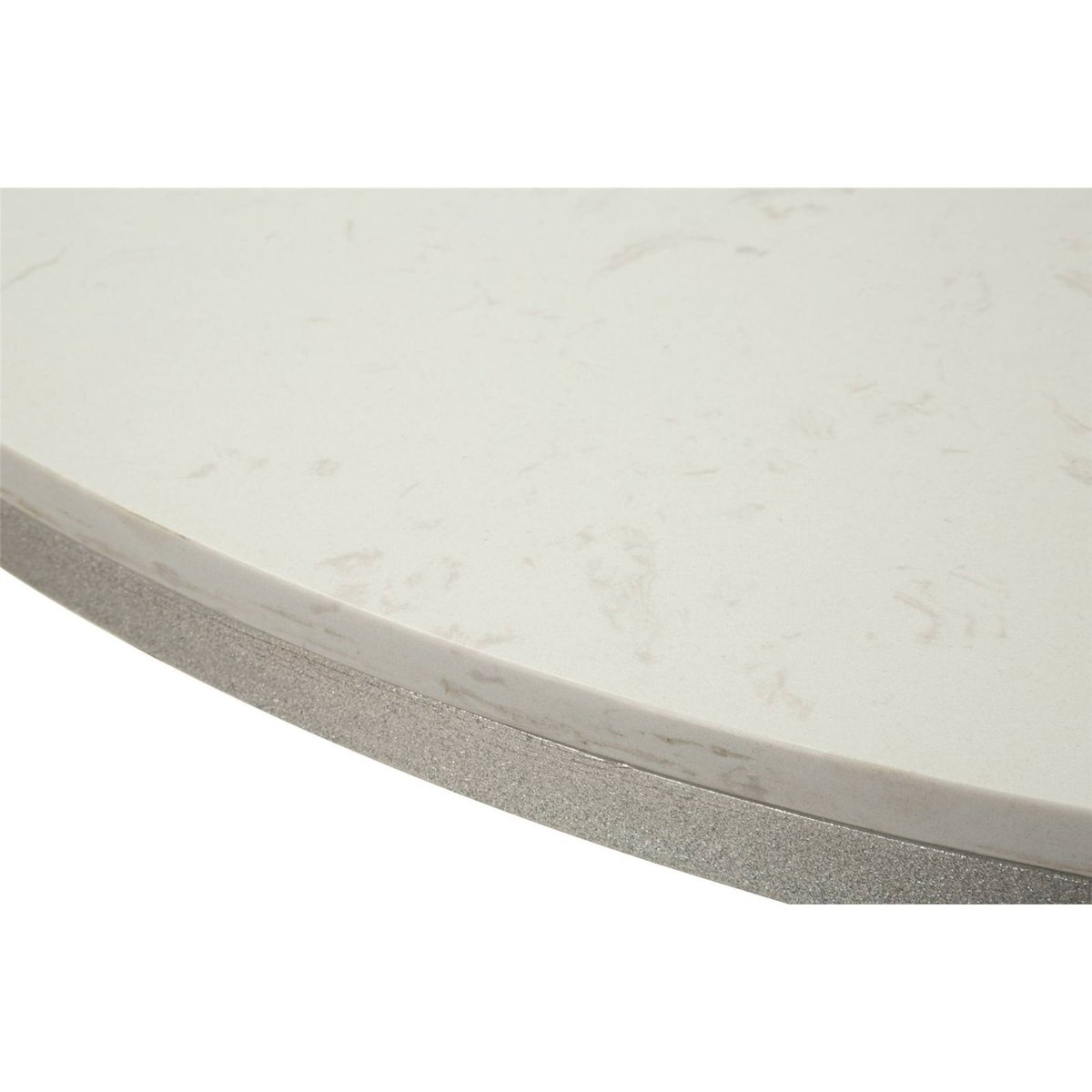Table à manger ronde plateau effet marbre GLAM argenté et blanc effet marbre, RECOLLECTION