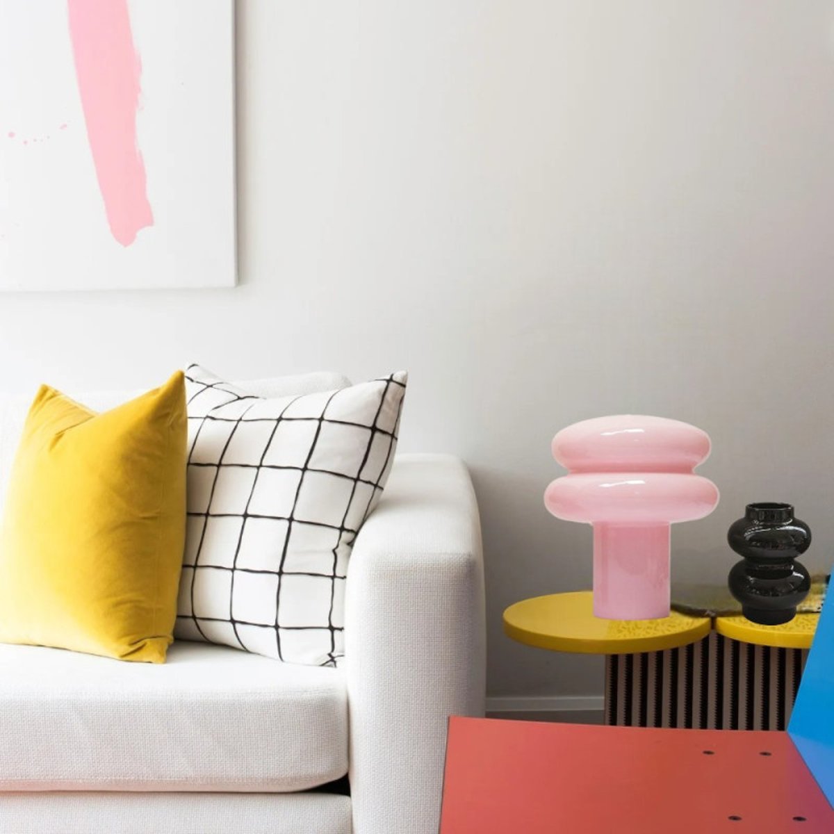 Lampe à poser design verre rose POP rose, MILLUMINE